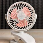 P8 USB Small Handheld Rechargeable Clip Fan in blue featuring a 2400mAh battery.
