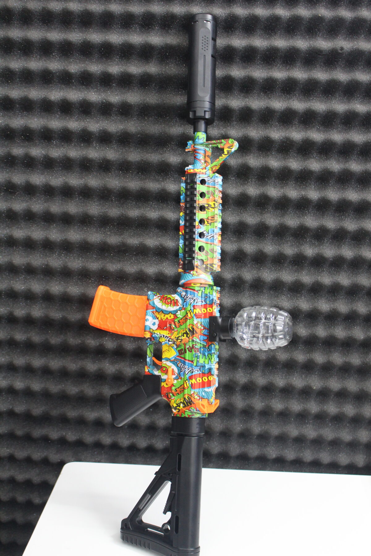 Comic Pop Art M4 Electric Gel Blaster Rifle with Grenade Hopper - Image 2