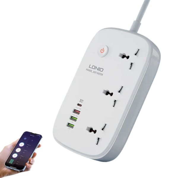 LDNIO SCW3451 Wi-Fi Smart Universal Power Socket with 3 Sockets and 4 USB Ports