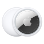 Apple AirTag 2nd Generation showing its sleek round design and built-in speaker.