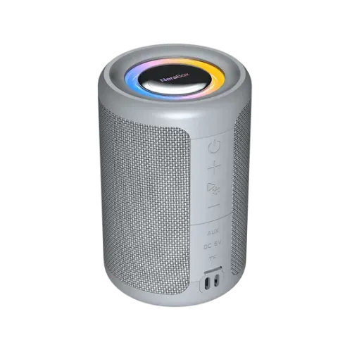 Fantech NeraBox BS154 Portable Bluetooth Speaker in grey featuring RGB glow lighting.