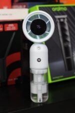 DP 7645 Turbo Mist Spray Handheld Fan showing its misting nozzle and ergonomic handle.