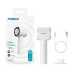 Momax Ultra Freeze Portable Fan IF15 showing its icy cooling plate and sleek metallic design.