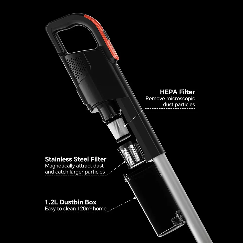 Enchen V3 Plus Cordless Vacuum Cleaner showing its 2-in-1 stick design and attachments.