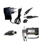 China Link 12V 2A Power Adapter black color wall plug model showing standard DC male pin long copper cable power brick casing specifications label text interface side view front view