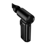 Hoco HX68 Flujo Ultra High Speed Violent Turbo Jet Fan Black showing a tactical pocket-sized handheld mini air duster turbo blower with an industrial matte black metal finish, circular front wind nozzle, rear air intake grille, and a step-less speed roller wheel button layout view