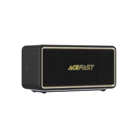 ACEFAST K3 Max Portable Wireless Speaker with dual premium karaoke microphones showing high-power mesh grill design and integrated acoustic control buttons