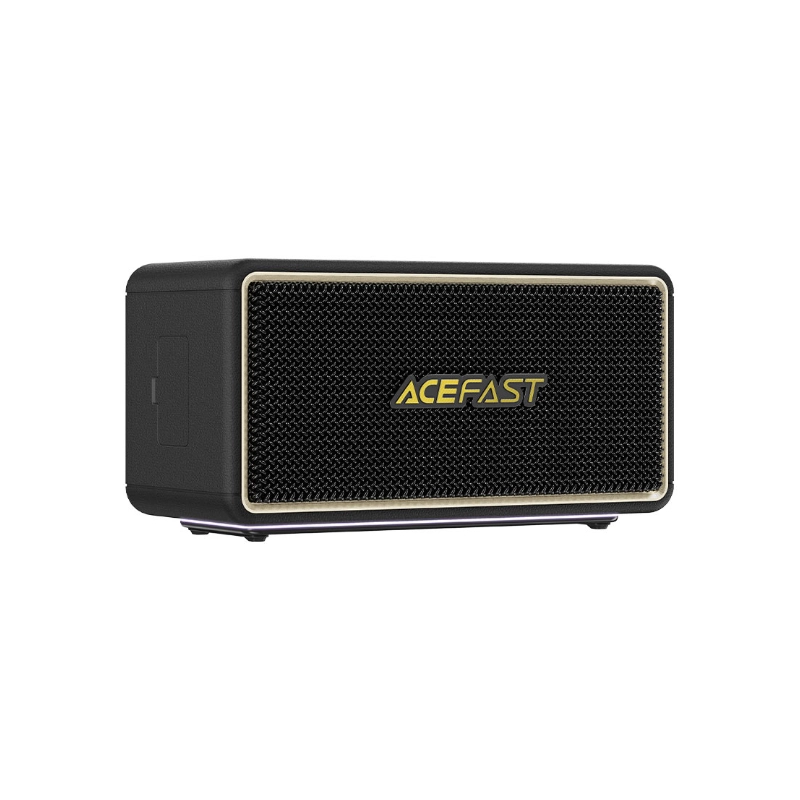 ACEFAST K3 Max Portable Wireless Speaker with dual premium karaoke microphones showing high-power mesh grill design and integrated acoustic control buttons