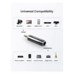 UGREEN 60711 3.5mm Male to 6.35mm Female Adapter 1pcs gold plated audio converter plug shown in image_72eee5.png