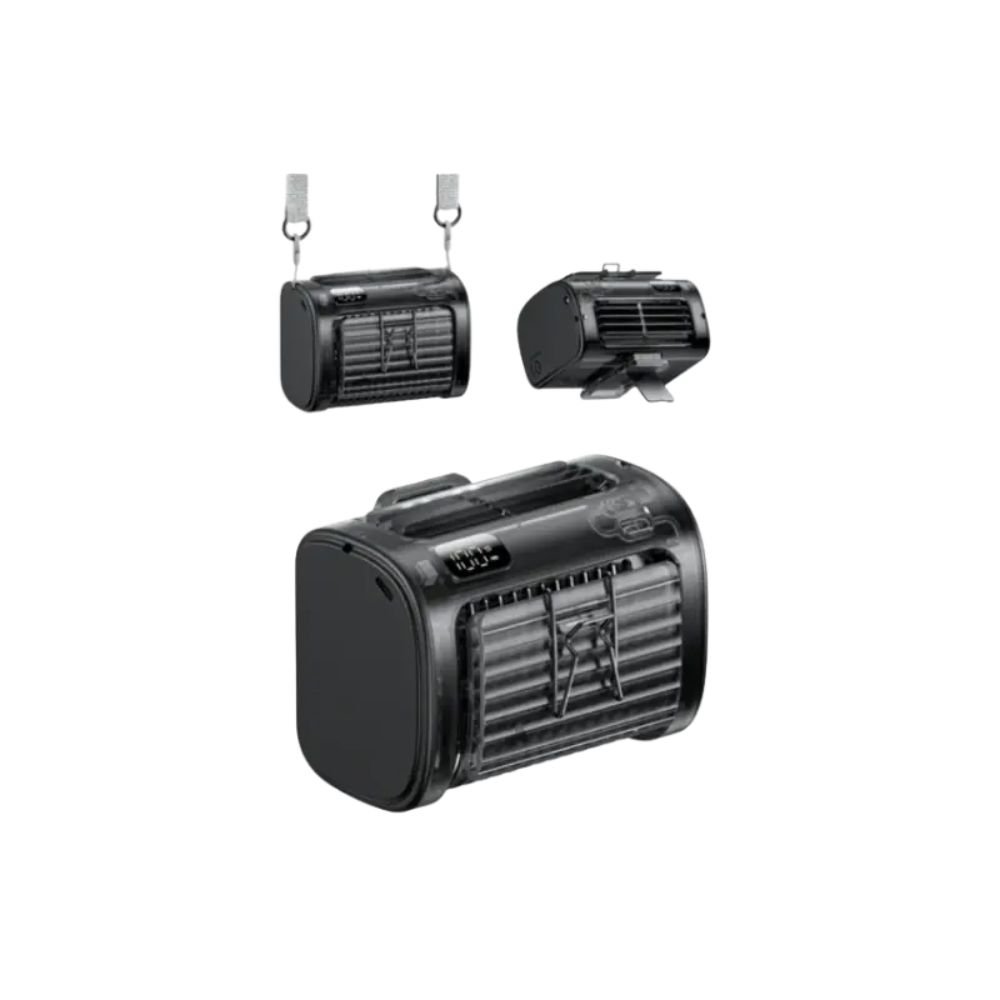 Aecooly Flow 01 Wireless Waist Fan showing its rugged design and waist clip.