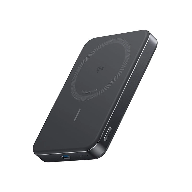 Anker MagGo Power Bank 10K ultra slim magnetic wireless charger power bank with Qi2 certification and smart digital display screen view black color