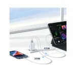 UGREEN Nexode 15334 65W 3-Port Type-C & USB-A GaN Fast Wall Charger EU Plug (White) - Image 2