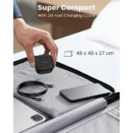 UGREEN 50577 20W PD Fast Charger Black UK 3 pin power brick next to its included high durability USB Type-C charging cable resting on a seamless white background