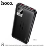 Hoco DB84 10000mAh 22.5W Fast Charging Power Bank showing the premium matte body shell layout, top dual USB output ports, and front LED digital percentage display indicator screen