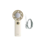 Hoco HX605 Ice Pack Series Lightweight Foldable Fan showing a compact handheld portable white rechargeable fan with an integrated central ice pack cooling pad pattern, multi-blade design, and a sleek folding handle base layout view