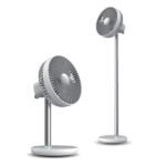 JISULIFE FA13P oscillating extendable wireless rechargeable desk fan with telescoping height pole automatic rotation base LED indicators and Type-C charging cable turn on