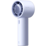 JisuLife Handheld Fan Life10 showing the slim minimalist matte casing body, multi-blade front fan head grille layout, physical single control power button, and the premium built-in wrist strap loop hole configuration
