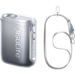 JisuLife Neck Fan Life 5 - 4500mAh - Blue showing the premium blue wearable neckband chassis, multiple upward air vents, and front LED digital display screen layout