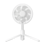 JISULIFE FA37 portable 4-in-1 convertible outdoor fan white color with extendable tripod stand multi blade fan head detached wireless remote control control panel and Type-C charging port front view