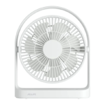 JISULIFE FA27 portable multi functional family cooling fan white color with wide angle automatic oscillation head stable non slip base small wireless remote control and Type-C charging port front view turn on