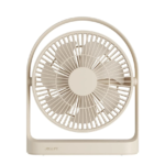 JISULIFE FA27 portable multi functional family cooling fan white color with wide angle automatic oscillation head stable non slip base small wireless remote control and Type-C charging port front view turn on