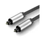 UGREEN 10542 Toslink Optical Audio Cable 1.5m black showing its premium square fiber-optic connectors and gold-plated tips in image_72eee5.png