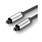 UGREEN 10541 Toslink Optical Audio Cable 3m black showing its premium square fiber-optic connectors and gold-plated tips in image_72eee5.png