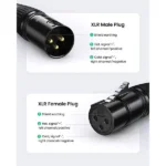 UGREEN 80440 heavy duty 3-pin XLR Cannon female audio cable connector featuring a premium dark gray zinc alloy metallic shell, gold-plated connection pins, and a flexible black rubber strain relief boot