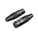 UGREEN 80440 heavy duty 3-pin XLR Cannon female audio cable connector featuring a premium dark gray zinc alloy metallic shell, gold-plated connection pins, and a flexible black rubber strain relief boot
