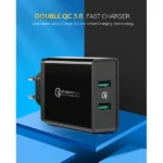 UGREEN 10216 Dual Port USB Fast Wall Charger EU Plug (Black) - Image 2