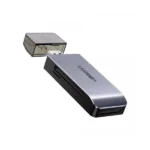 UGREEN 50541 4-in-1 USB 3.0 multifunction memory card reader hub showing the dark gray square body with separate SD, TF, CF, and MS card slots and the attached 50cm cable line