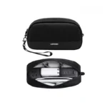 UGREEN 65556 Electronics Accessories Travel Organizer Medium LP930 showing a compact, structured dark grey rectangular tech pouch with premium YKK zippers, a minimalist brand logo, and a water-resistant fabric outer shell profile view