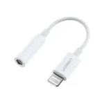 UGREEN US212-30759 Lightning to 3.5mm headphone jack adapter showing the clean white portable cable extension with reinforced relief joints on a minimalist background
