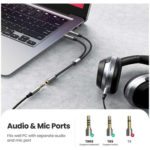 UGREEN 20899 3.5mm Female to 2 Male Audio Cable Aluminum Case (Black) - Image 2