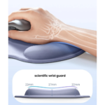 UGREEN 25244 Ergonomic Mouse Pad with Wrist Rest in gray, displaying a smooth fabric surface and supportive memory foam design.