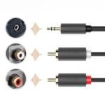 UGREEN 10513 3.5mm Male to 2 RCA Male Stereo Audio Cable (5m, Gray) - Image 2
