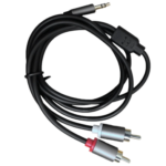 UGREEN 10513 3.5mm male aux plug to dual red and white RCA male stereo audio patch cable showing extra long gray cable cord on a white background
