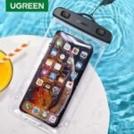 UGREEN 60959 Waterproof Phone Pouch (Black) IPX8 certified water resistant case with transparent responsive touch screen window and lanyard strap