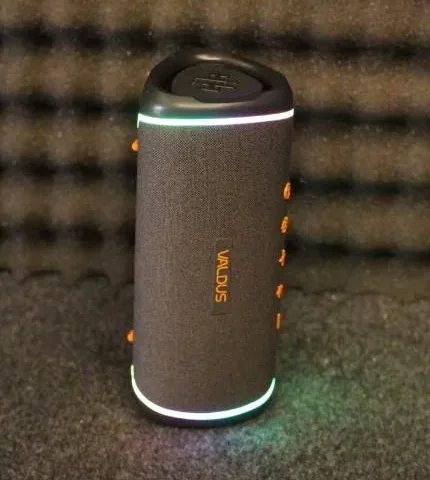 Valdus XBOX 2 portable hifi bluetooth speaker with gaming inspired design dynamic RGB LED lighting mesh grill top physical buttons and type c port turn on