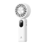 Aecooly PC01 Halo 04 ICING Portable Handheld Fan Brown color ice cooling mini fan showing compact pocket design multi speed control buttons Type-C charging port front view sleek handle design
