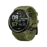 Zeblaze Ares 3 Plus Smartwatch showing a rugged circular sports smart watch case with a bright 1.43-inch AMOLED touch display screen, dual physical side navigation buttons, and a durable black silicone strap view