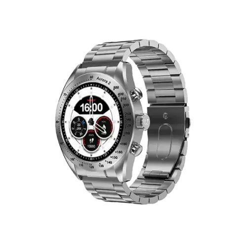 Weofly Aurora 2 Smart Watch with a premium round HD display screen and a metallic chassis shown in image_72eee5.png