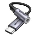 UGREEN AV142 (30632) USB Type C to 3.5mm Female Audio Cable 10cm gray braided headphone adapter shown in image_72eee5.png