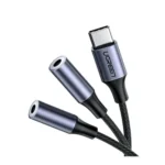 UGREEN 30732 USB Type C Male to 3.5mm 2 Female Audio Cable 25cm Space Gray headphone Y splitter cord shown in image_72eee5.png