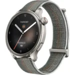 Amazfit Balance Smartwatch showing its circular high-end aluminum alloy frame, large anti-glare AMOLED display face, and comfortable lifestyle strap in image_72eee5.png