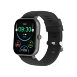 BWOO BO-WA05 Smart Watch showing a sleek rectangular black smart watch body with a bright 1.83-inch HD touch screen display, single side functional menu button, and a soft premium black silicone strap layout view