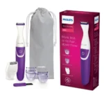 Philips BRT383/15 BikiniGenie cordless electric personal trimmer for women with mini shaving head, attachment combs, travel pouch, and cleaning brush turn on