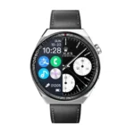 Yison Celebrat SW5Pro Smart Watch showing the premium sleek housing case frame, front large full-touch display with fitness tracking menu, side control layouts, and soft flexible silicone wristband strap panel
