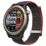 Amazfit Cheetah Pro Smartwatch showing its premium round titanium alloy bezel, vibrant high-brightness AMOLED watch face interface, and breathable athletic nylon strap in image_agent_tag_17471264292719199940