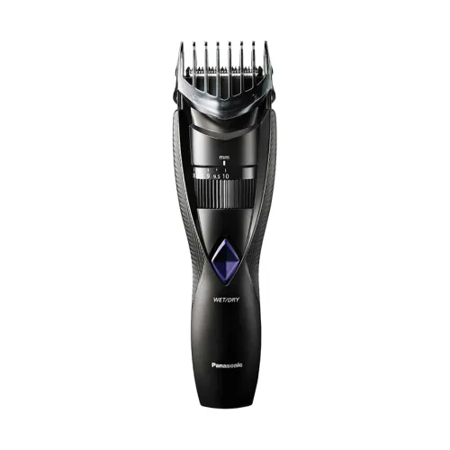 Panasonic ER-GB37 2-in-1 wet and dry rechargeable cordless hair and beard trimmer with built-in quick adjust length dial, attachment comb, and charging adapter turn on